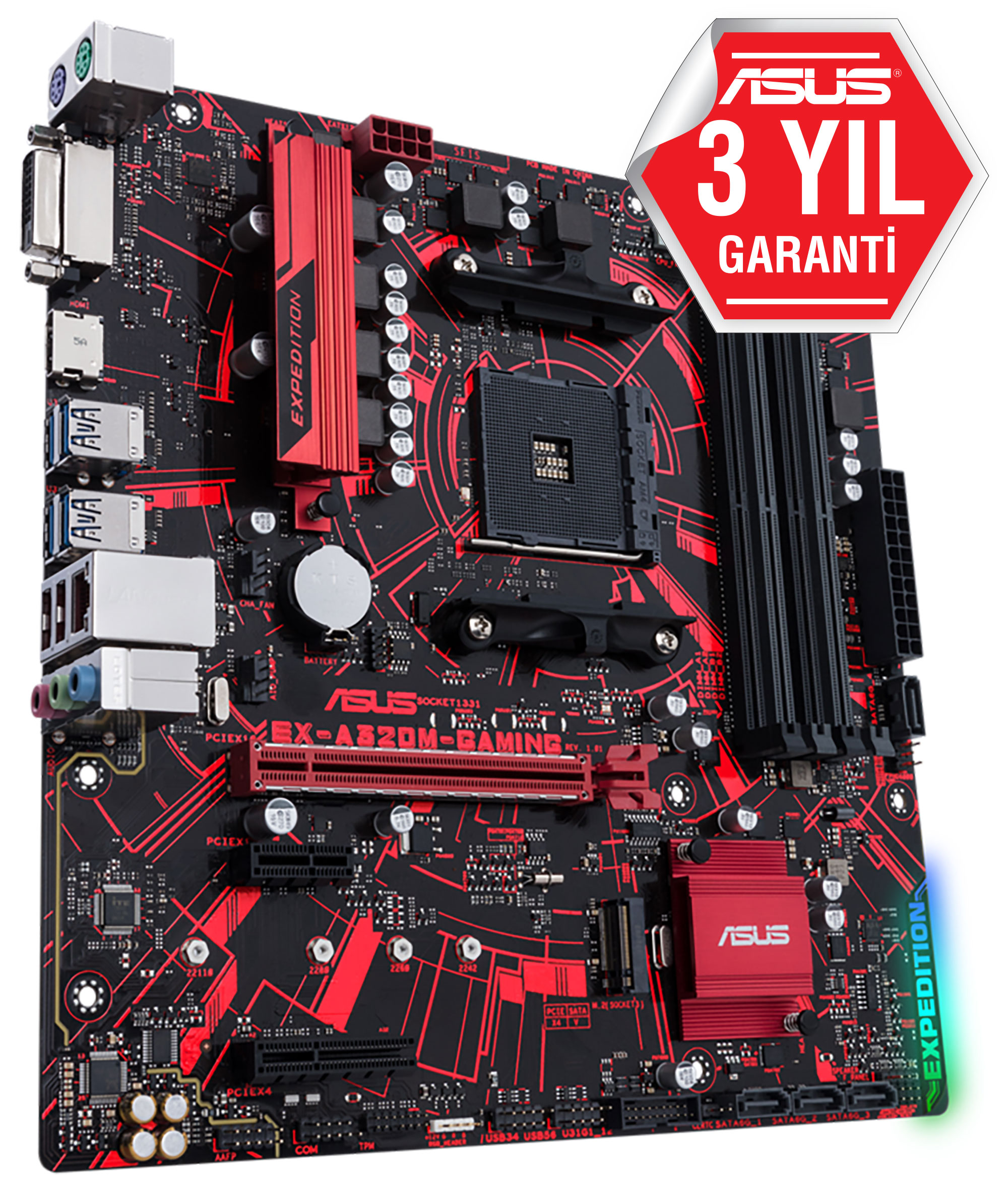 ASUS EX-A320M-Gaming AMD A320 Soket AM4 DDR4 3200(OC)MHz mATX Gaming (Oyuncu) Anakart