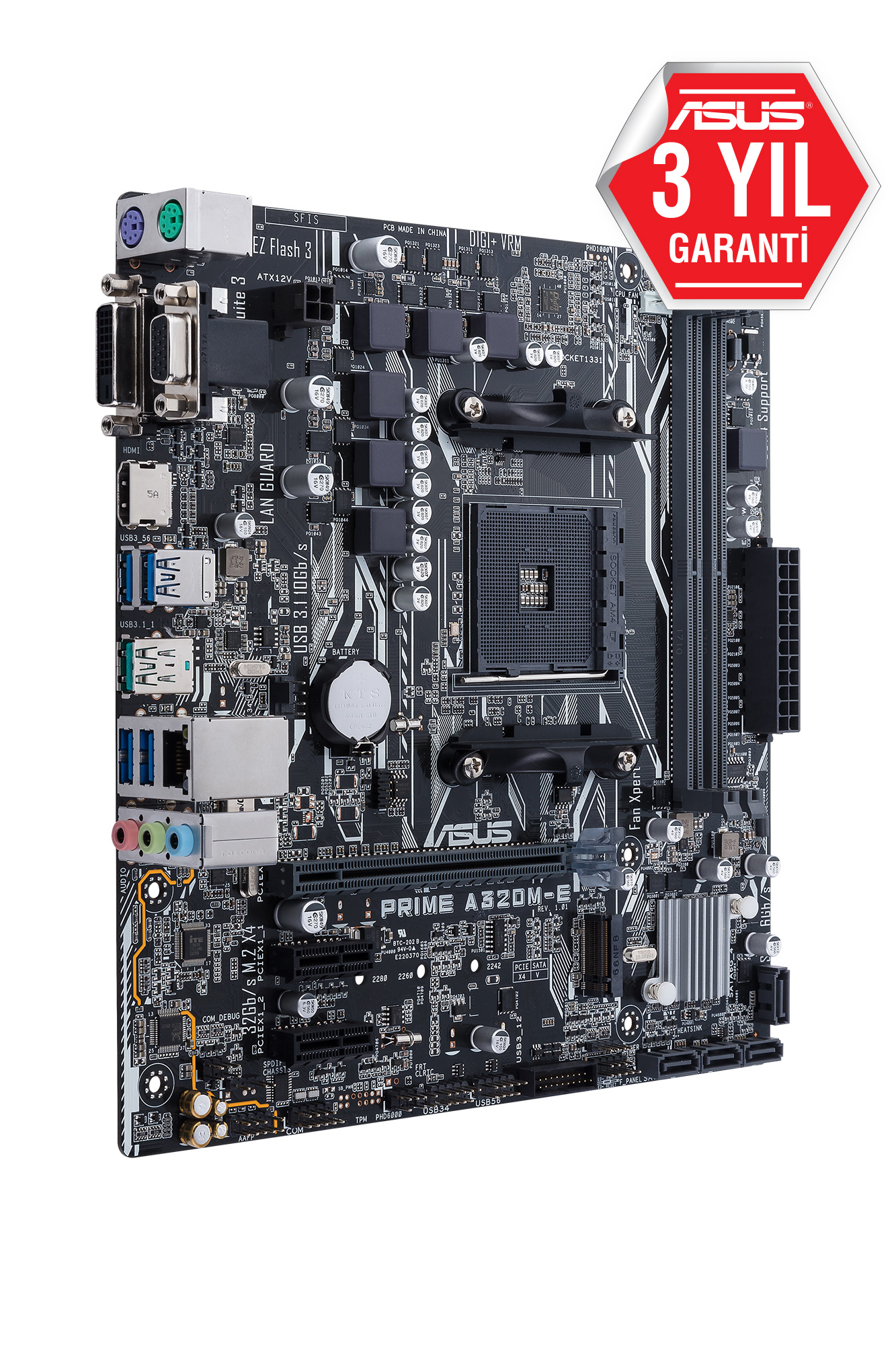 ASUS Prime A320M-E AMD A320 Soket AM4 DDR4 3200(OC)MHz mATX Anakart
