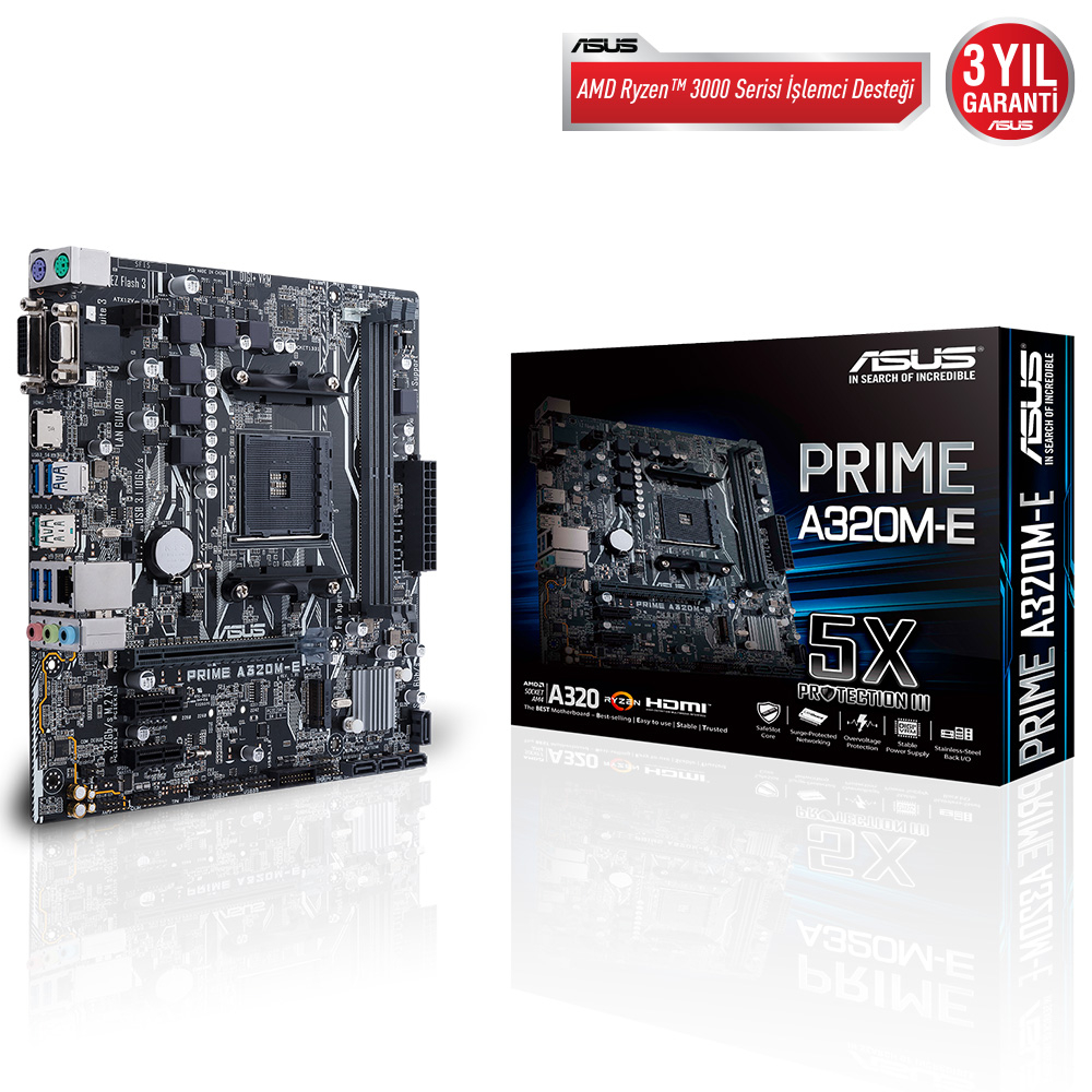ASUS Prime A320M-E AMD A320 Soket AM4 DDR4 3200(OC)MHz mATX Anakart