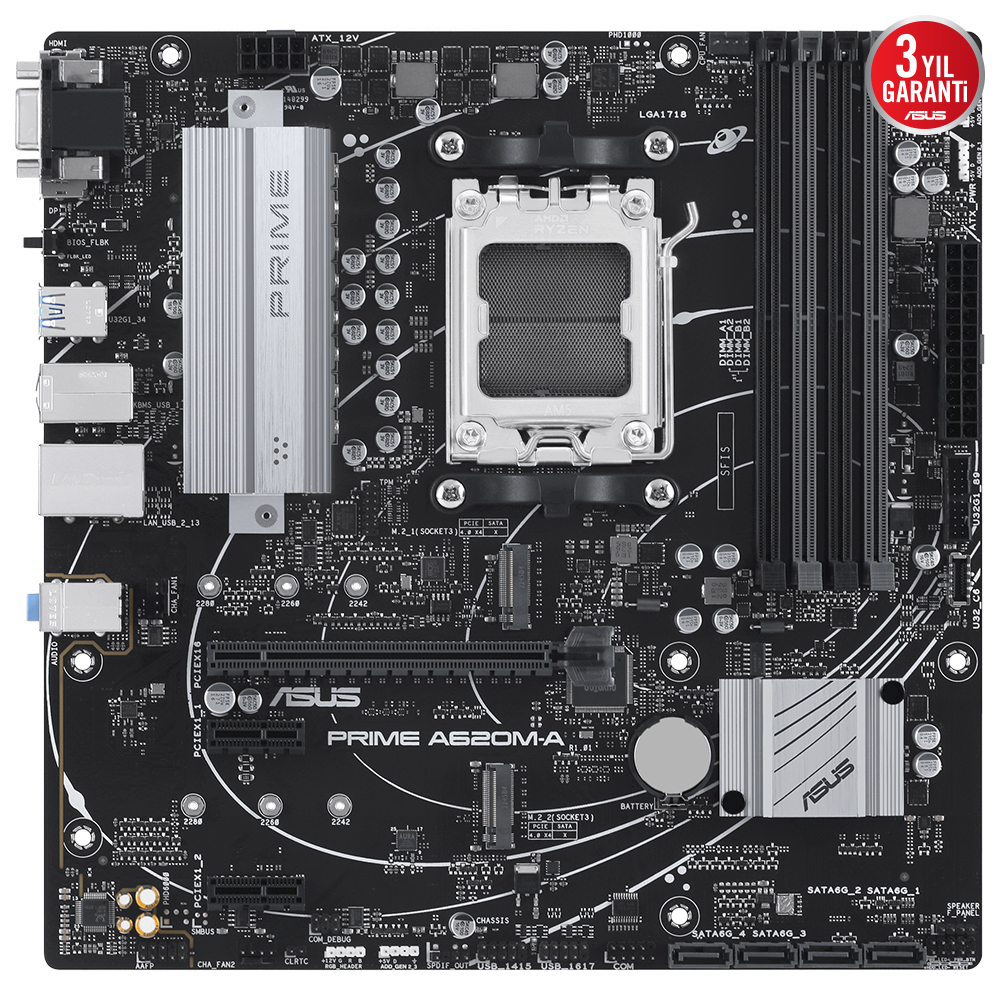 ASUS PRIME A620M-A-CSM AMD A620 Soket AM5 DDR5 6400(OC)MHz mATX Anakart