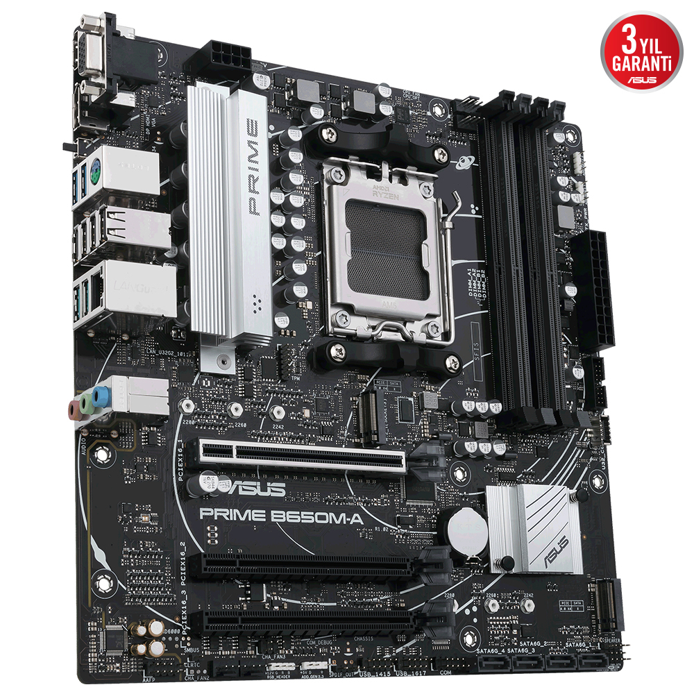 ASUS Prime B650M-A AMD B650 Soket AM5 DDR5 6400(OC)MHz mATX Gaming (Oyuncu) Anakart