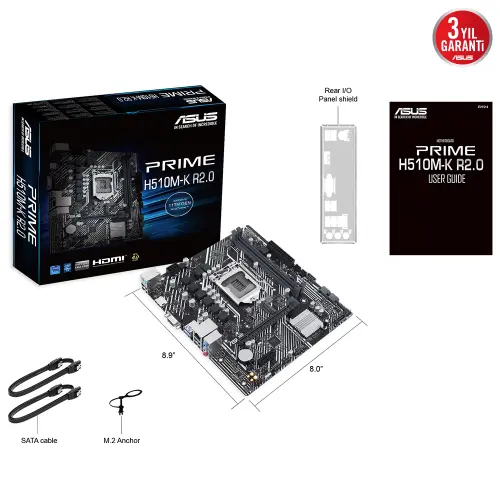 ASUS PRIME H510M-K R2.0 Intel H510 Soket 1200 DDR4 3200(OC)MHz mATX Gaming (Oyuncu) Anakart