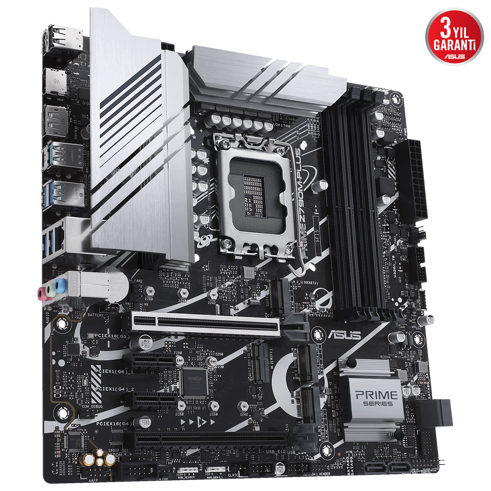 ASUS Prime Z790M-Plus Intel Z790 Soket 1700 DDR5 7200(OC)MHz mATX Gaming (Oyuncu) Anakart
