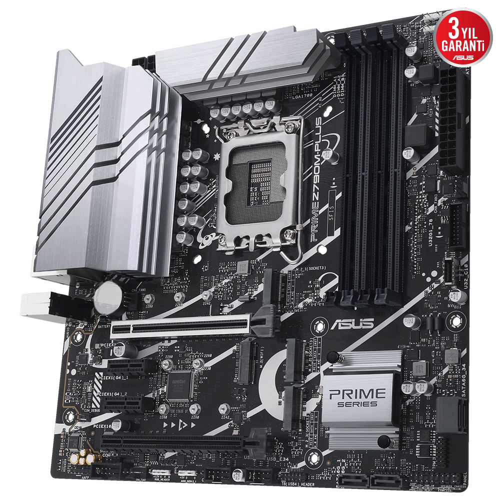 ASUS Prime Z790M-Plus Intel Z790 Soket 1700 DDR5 7200(OC)MHz mATX Gaming (Oyuncu) Anakart