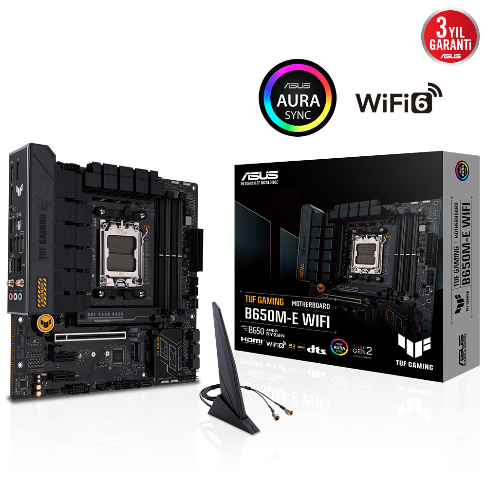 ASUS Tuf Gaming B650M-E Wifi AMD B650 AM5 Soket DDR5 6400 Micro ATX Anakart