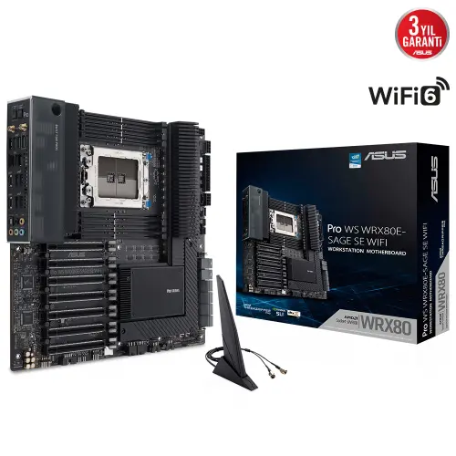 Asus PRO WS WRX80E-SAGE SE WIFI AMD WRX80 Soket sWRX8 DDR4 3200MHz E-ATX Anakart