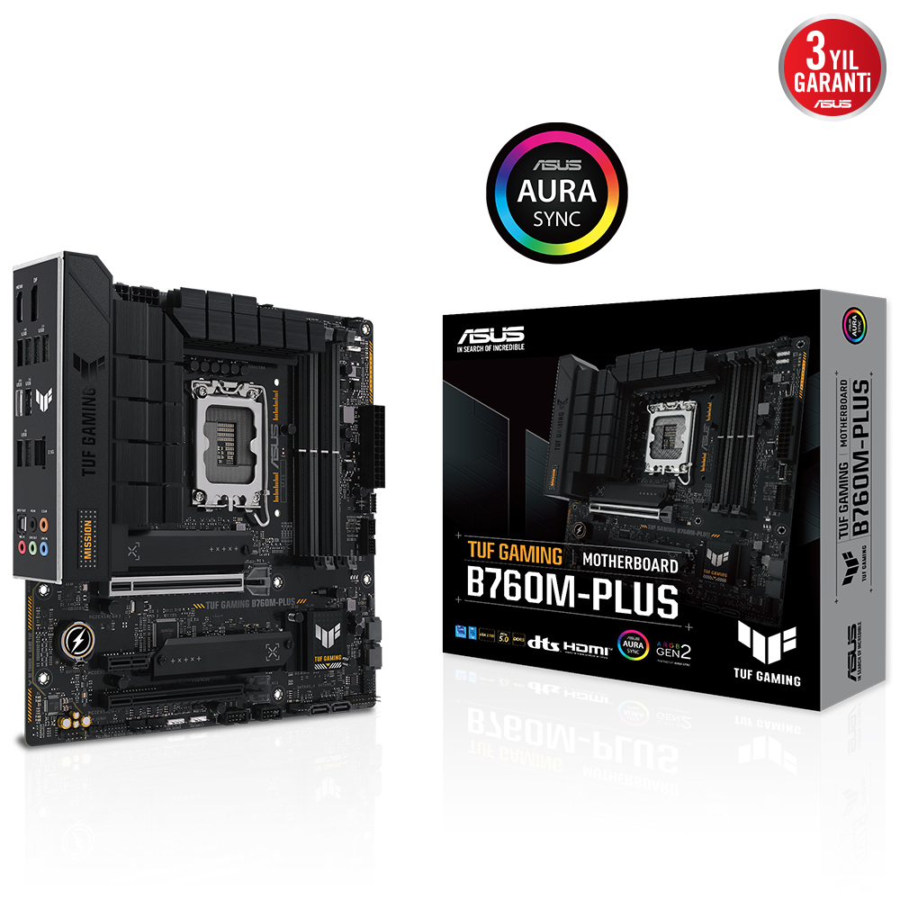 ASUS TUF GAMING B760M-PLUS B760 Soket 1700 DDR5 7200(OC)Mhz mATX Gaming (Oyuncu) Anakart