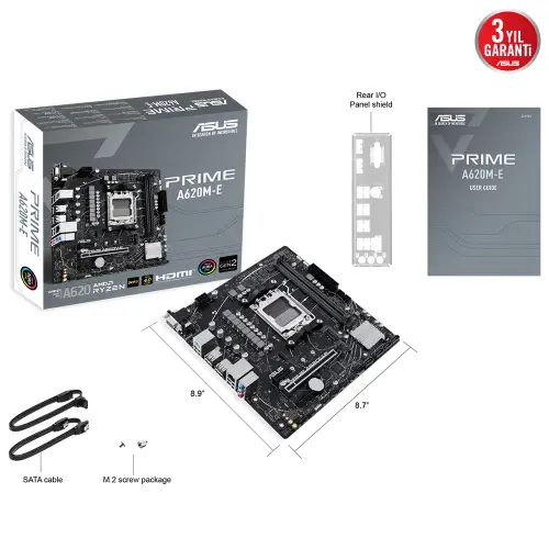 Asus PRIME A620M-E-CSM A620 AM5 Soket DDR5 6400(OC)MHz mATX Anakart