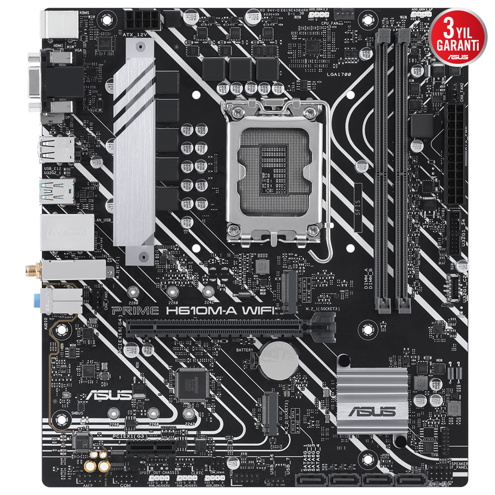 ASUS Prime H610M-A WIFI D5 Intel H610 Soket 1700 DDR5 5600MHz mATX Gaming (Oyuncu) Anakart