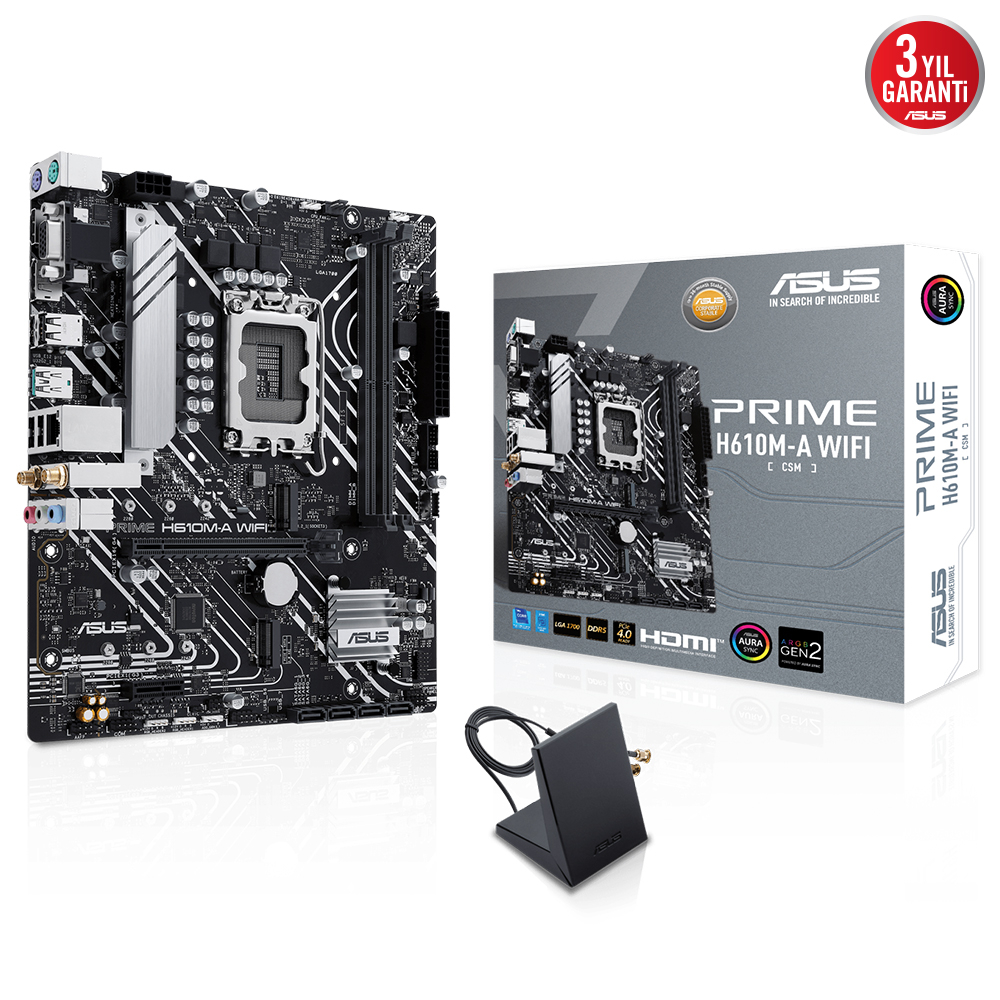 ASUS Prime H610M-A WIFI D5 Intel H610 Soket 1700 DDR5 5600MHz mATX Gaming (Oyuncu) Anakart