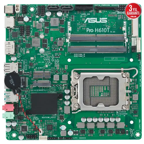 ASUS Pro H610T-CSM LGA1700 DDR5 5600Mhz Mını-ITX Anakart