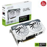 Asus Dual GeForce RTX 4060 OC DUAL-RTX4060-O8G-WHITE 8GB GDDR6 128Bit DX12 DLSS 3 Gaming (Oyuncu) Ekran Kartı