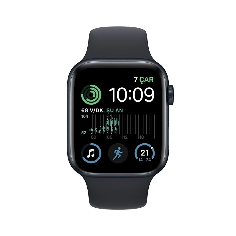 Apple Watch SE GPS 44mm Gece Yarısı Alüminyum Kasa ve Gece Yarısı Spor Kordon - MNK03TU/A