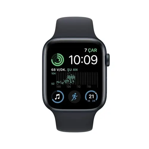 Apple Watch SE GPS 44mm Gece Yarısı Alüminyum Kasa ve Gece Yarısı Spor Kordon - MNK03TU/A