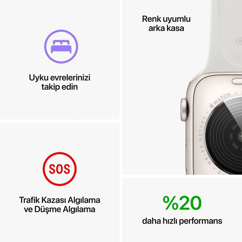 Apple Watch SE GPS 44mm Gece Yarısı Alüminyum Kasa ve Gece Yarısı Spor Kordon - MNK03TU/A