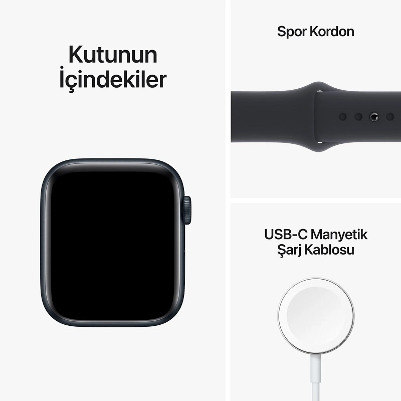 Apple Watch SE GPS 44mm Gece Yarısı Alüminyum Kasa ve Gece Yarısı Spor Kordon - MNK03TU/A