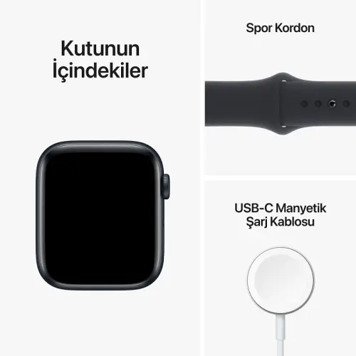 Apple Watch SE GPS 44mm Gece Yarısı Alüminyum Kasa ve Gece Yarısı Spor Kordon - MNK03TU/A