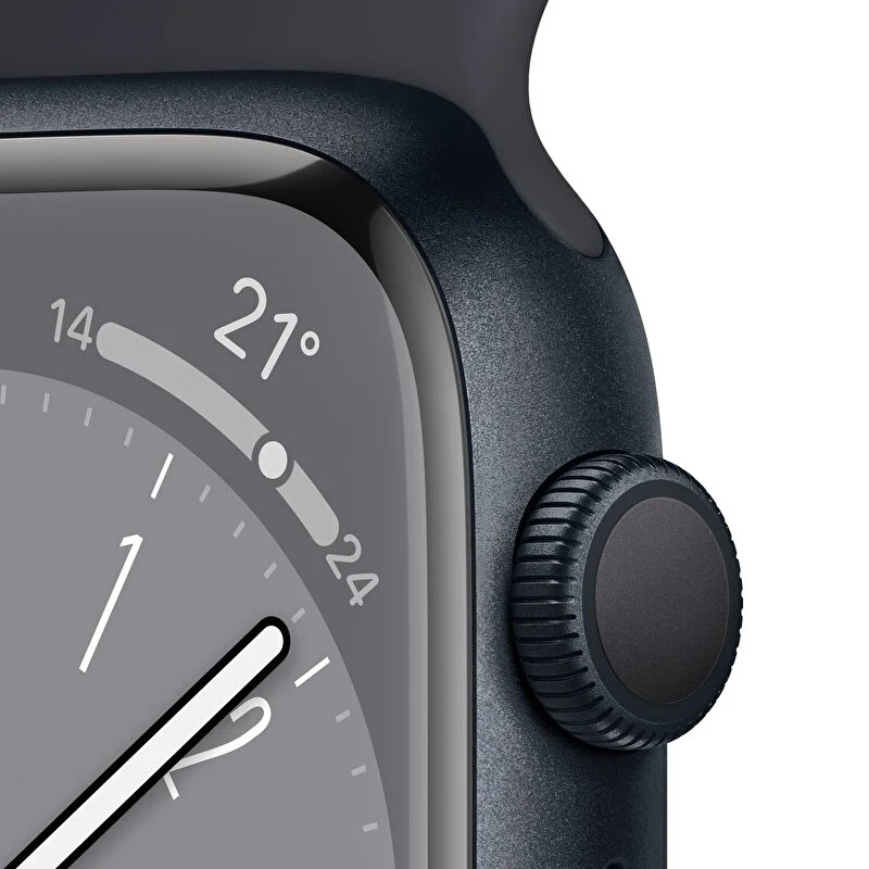 Apple Watch Series 8 GPS 41mm Gece Yarısı Alüminyum Kasa Gece Yarısı Spor Kordon - MNP53TU/A