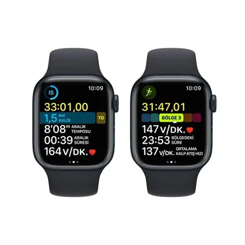 Apple Watch Series 8 GPS 41mm Gece Yarısı Alüminyum Kasa Gece Yarısı Spor Kordon - MNP53TU/A 