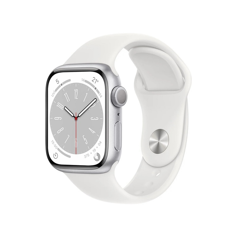 Apple Watch Series 8 GPS 41mm Gümüş Rengi Alüminyum Kasa Beyaz Spor Kordon - MP6K3TU/A