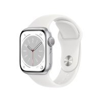 Apple Watch Series 8 GPS 41mm Gümüş Rengi Alüminyum Kasa Beyaz Spor Kordon - MP6K3TU/A