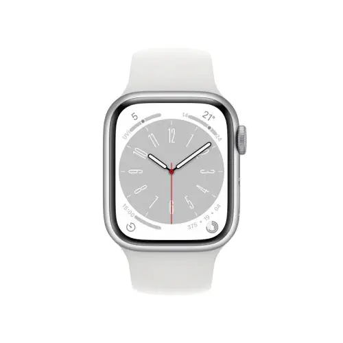 Apple Watch Series 8 GPS 41mm Gümüş Rengi Alüminyum Kasa Beyaz Spor Kordon - MP6K3TU/A