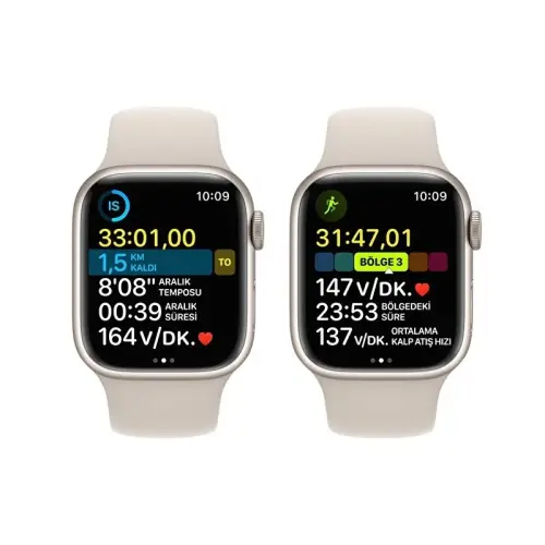 Apple Watch Series 8 GPS 41mm Yıldız Işığı Alüminyum Kasa Yıldız Işığı Spor Kordon - MNP63TU/A