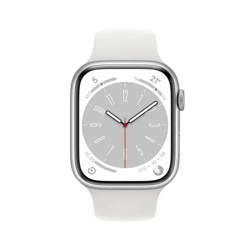 Apple Watch Series 8 GPS 45mm Gümüş Rengi Alüminyum Kasa Beyaz Spor Kordon - MP6N3TU/A