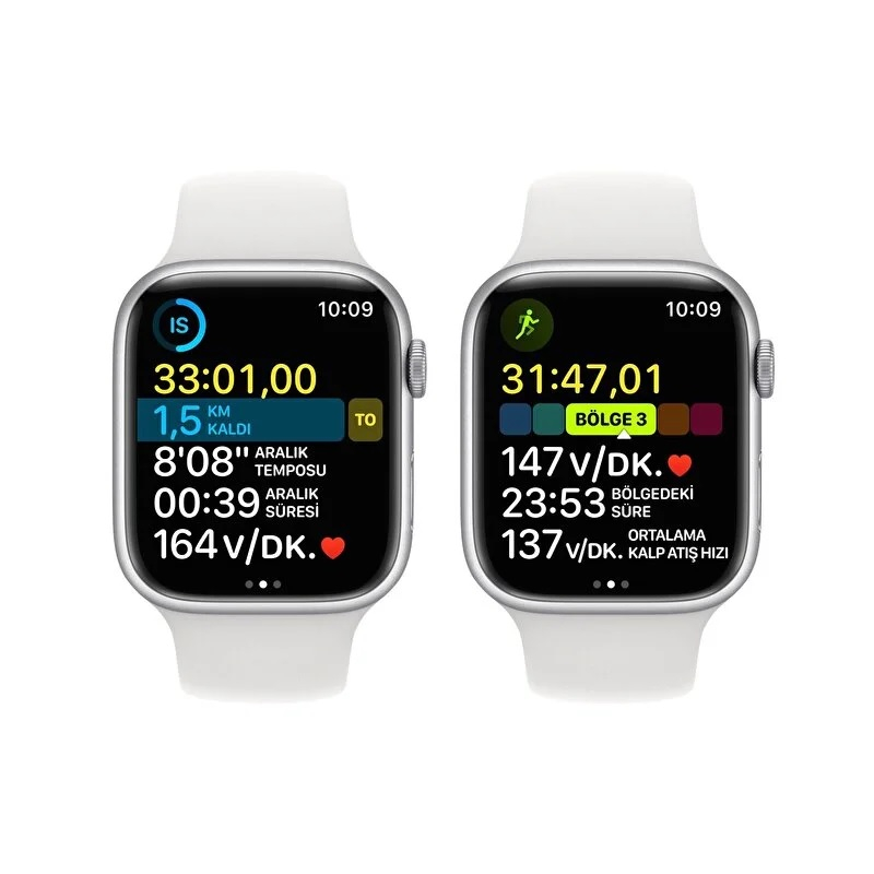 Apple Watch Series 8 GPS 45mm Gümüş Rengi Alüminyum Kasa Beyaz Spor Kordon - MP6N3TU/A