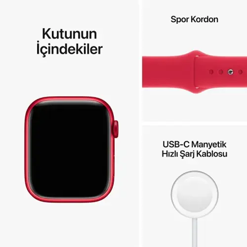 Apple Watch Series 8 GPS 45mm (PRODUCT)RED Alüminyum Kasa (PRODUCT)RED Spor Kordon - MNP43TU/A