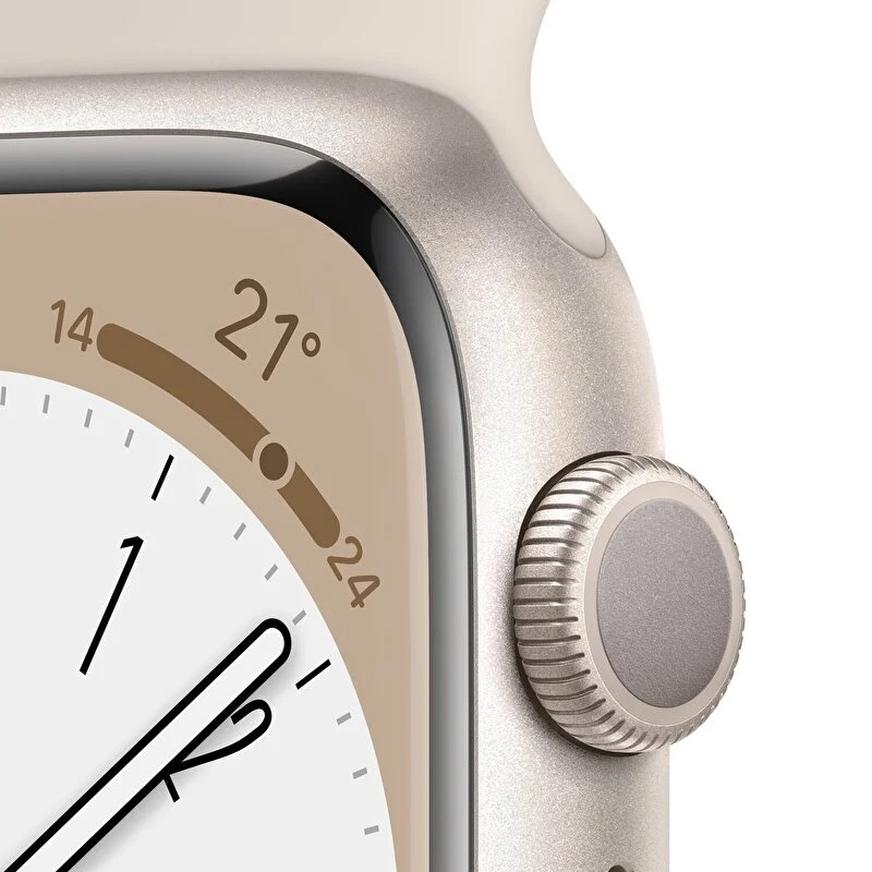 Apple Watch Series 8 GPS 45mm Yıldız Işığı Alüminyum Kasa Yıldız Işığı Spor Kordon - MNP23TU/A