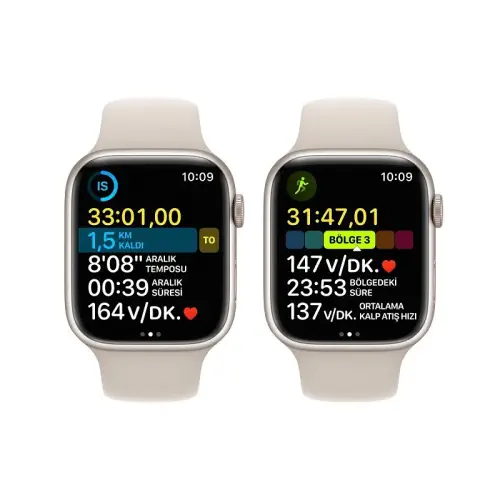 Apple Watch Series 8 GPS 45mm Yıldız Işığı Alüminyum Kasa Yıldız Işığı Spor Kordon - MNP23TU/A