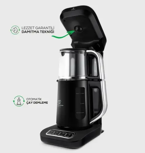 Karaca Çaysever Robotea Pro 4in1 2500 W Space Gray Konuşan Cam Demlikli Çay Makinesi
