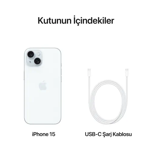 iPhone 15 256GB MTP93TU/A Mavi Cep Telefonu - Apple Türkiye Garantili