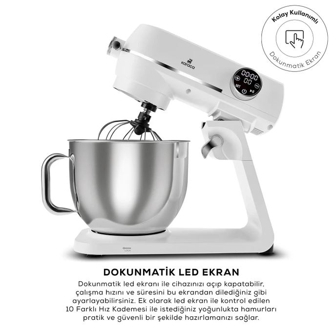 Karaca Multichef Artisan 7 lt 1800 W Krem Döküm Stand Mikser
