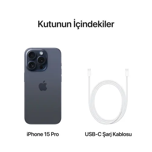 iPhone 15 Pro 128GB MTV03TU/A Mavi Titanyum Cep Telefonu - Apple Türkiye Garantili