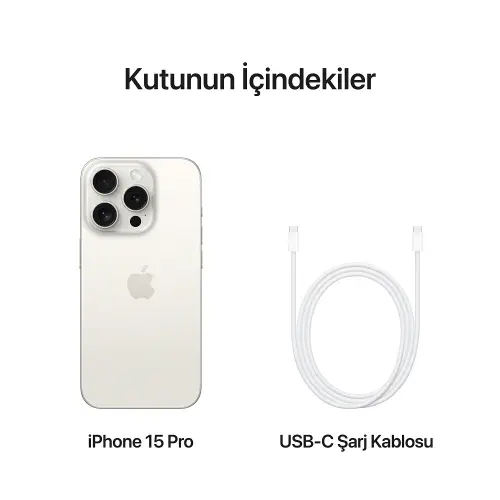 iPhone 15 Pro 256GB MTV43TU/A Beyaz Titanyum Cep Telefonu - Apple Türkiye Garantili
