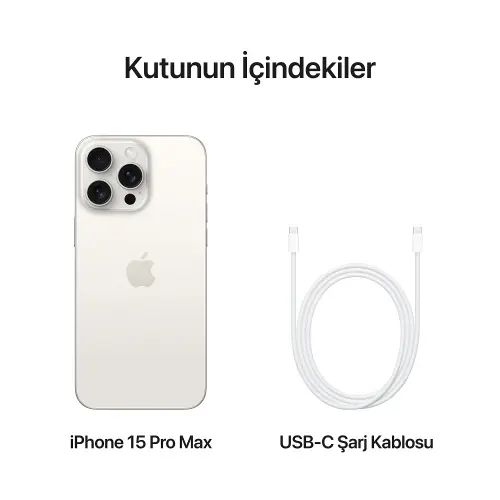 iPhone 15 Pro Max 256GB MU783TU/A Beyaz Titanyum Cep Telefonu - Apple Türkiye Garantili