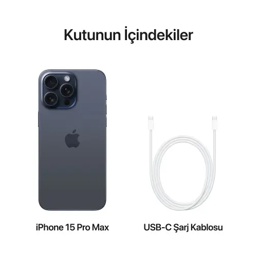 iPhone 15 Pro Max 256GB MU7A3TU/A Mavi Titanyum Cep Telefonu - Apple Türkiye Garantili