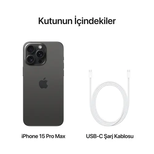iPhone 15 Pro Max 512GB MU7C3TU/A Siyah Titanyum Cep Telefonu - Apple Türkiye Garantili