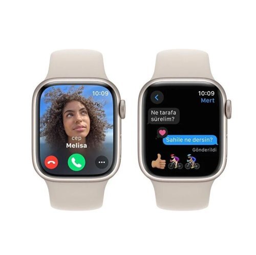 Apple Watch Series 9 GPS 41mm Yıldız Işığı Alüminyum Kasa ve Yıldız Işığı Spor Kordon - S/M - MR8T3TU/A