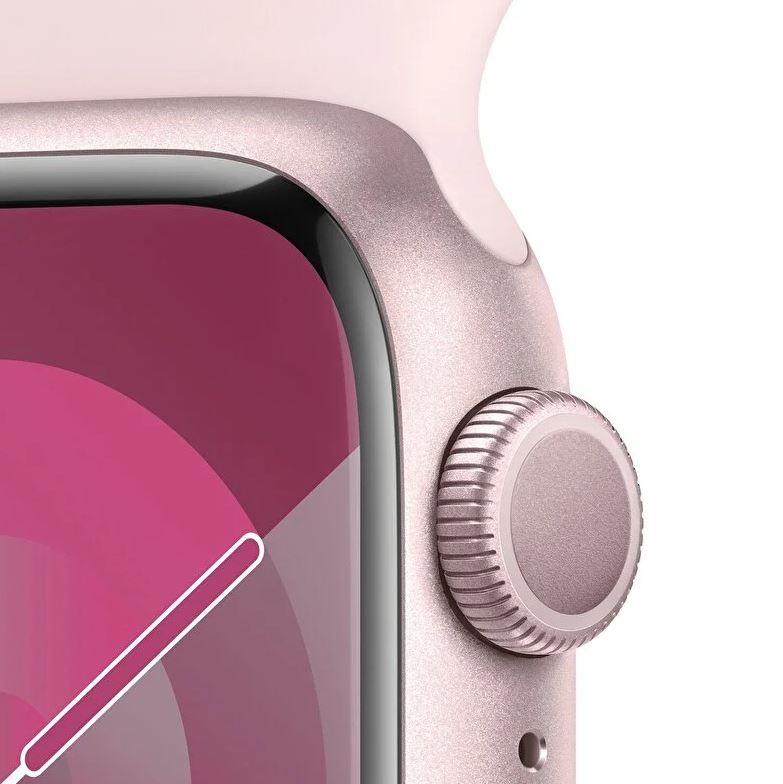 Apple Watch Series 9 GPS 41mm Pembe Alüminyum Kasa ve Uçuk Pembe Spor Kordon - S/M - MR933TU/A