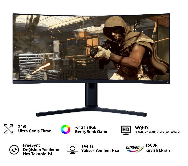 Xiaomi Mi Curved BHR5126CN 34″ 144Hz 4ms (HDMI+Display) FreeSync WQHD Gaming (Oyuncu) Monitör