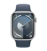 Apple Watch Series 9 GPS 41mm Gümüş Rengi Alüminyum Kasa ve Fırtına Mavisi Spor Kordon - S/M - MR903TU/A