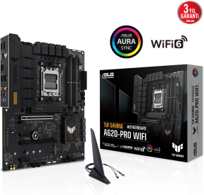 ASUS TUF GAMING A620-PRO WIFI AMD A620 AM5 Soket DDR5 6400 ATX Anakart