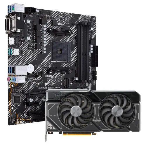 ASUS Dual GeForce RTX 4070 OC Ekran Kartı+ Asus B550M-K D4 Anakart Bundle