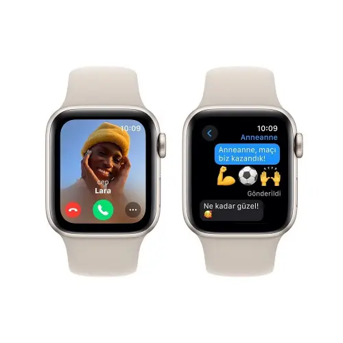 Apple Watch SE GPS 40mm Yıldız Işığı Alüminyum Kasa ve Yıldız Işığı Spor Kordon - S/M - MR9U3TU/A