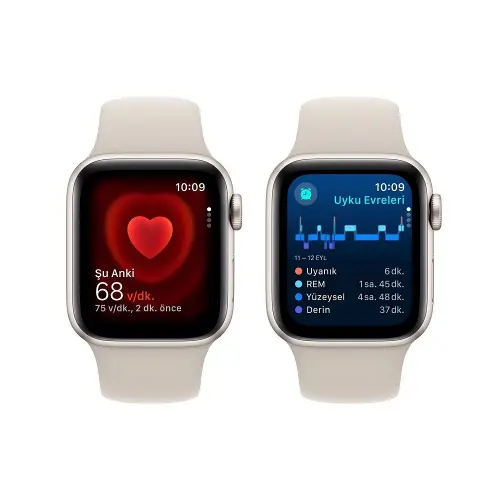 Apple Watch SE GPS 40mm Yıldız Işığı Alüminyum Kasa ve Yıldız Işığı Spor Kordon - S/M - MR9U3TU/A