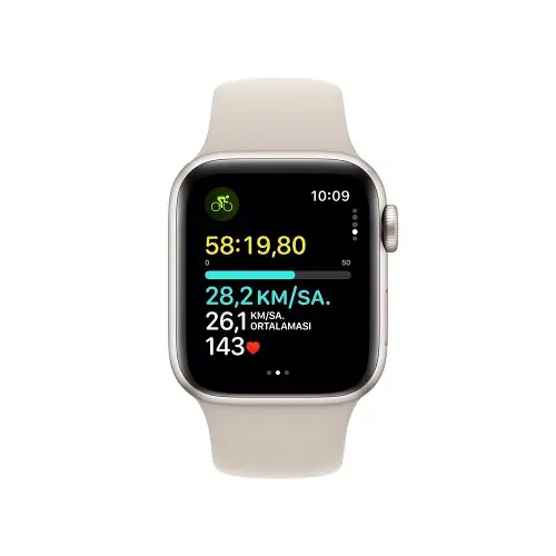 Apple Watch SE GPS 40mm Yıldız Işığı Alüminyum Kasa ve Yıldız Işığı Spor Kordon - S/M - MR9U3TU/A
