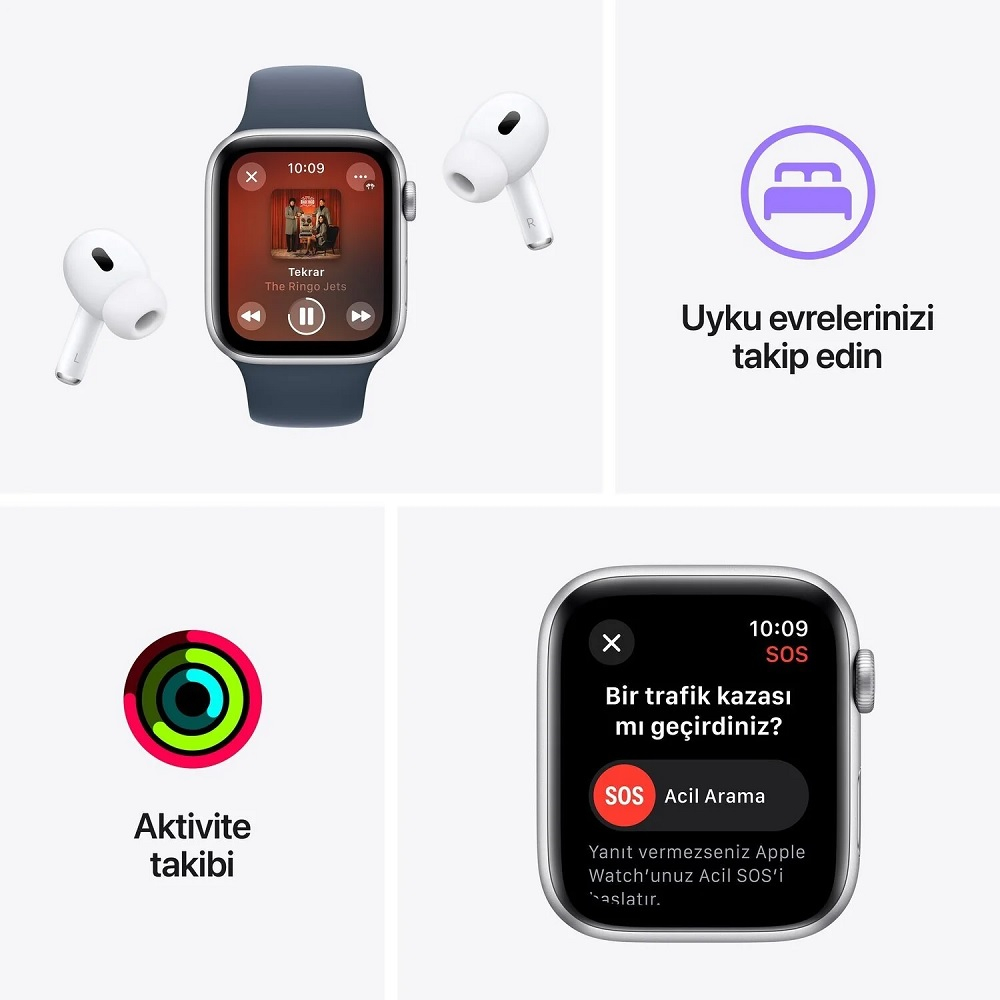 Apple Watch SE GPS 40mm Yıldız Işığı Alüminyum Kasa ve Yıldız Işığı Spor Kordon - S/M - MR9U3TU/A